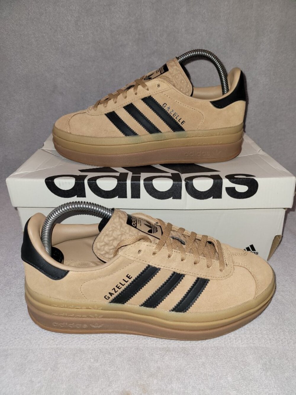 Adidas Gazelle Bold Cardboard Black Women’s Platform Sneakers Shoes JQ3582